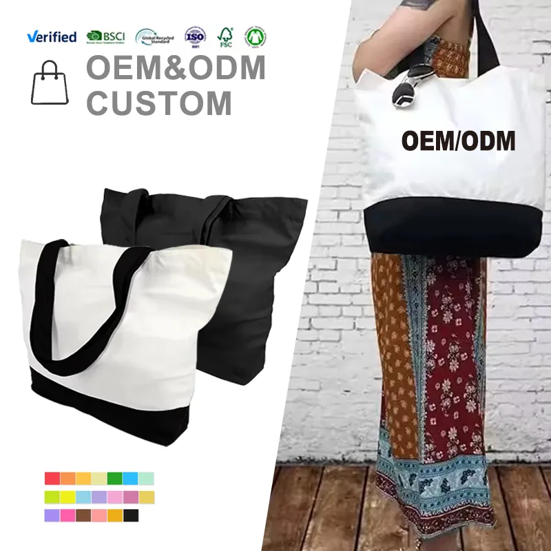 Borsa tote grande in tela di cotone super resistente, borse in tessuto riutilizzabili per la spesa, due alla moda